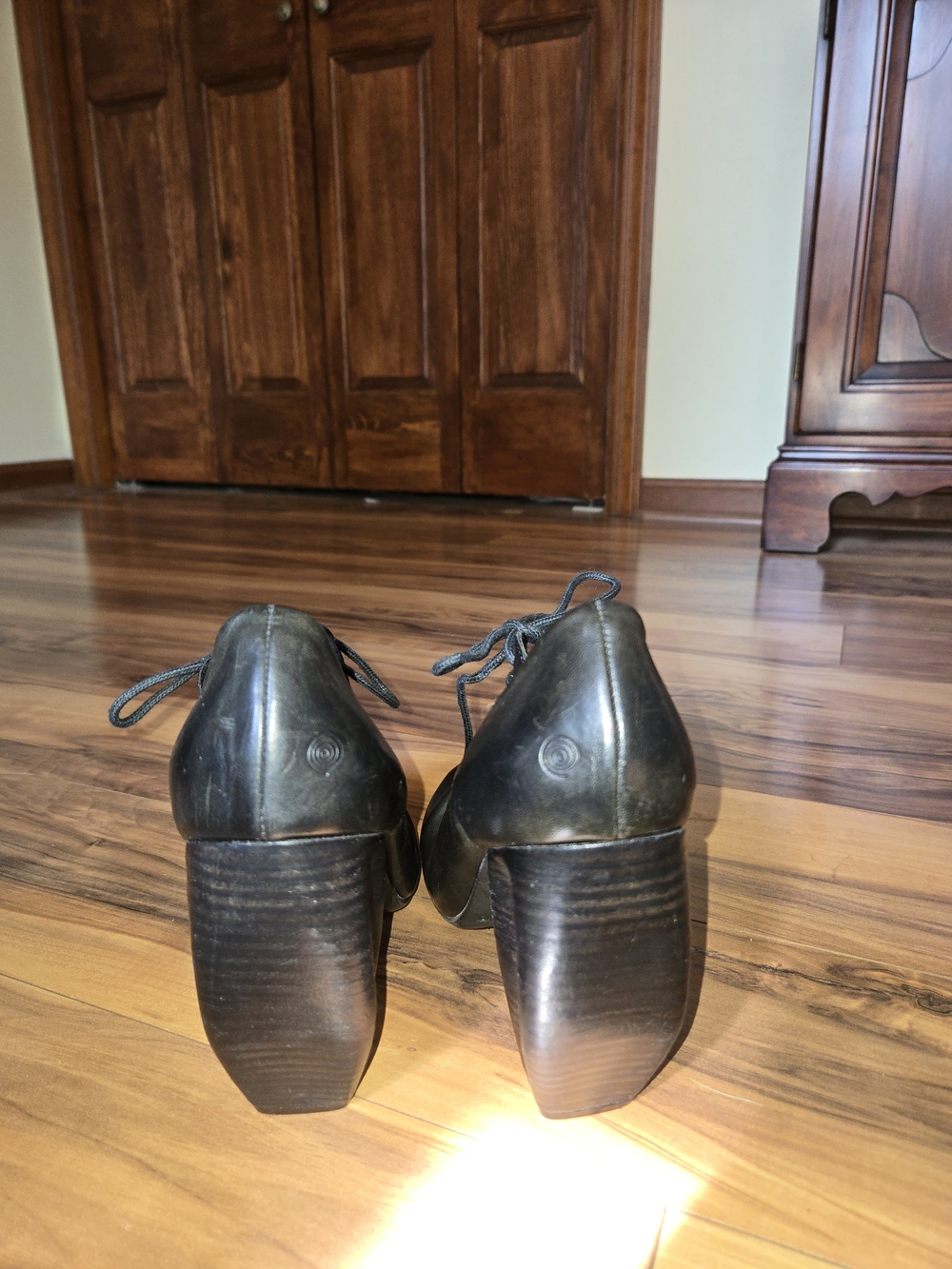Marsell Italian Black Leather Lace-Up Heels - Picture 3 of 12